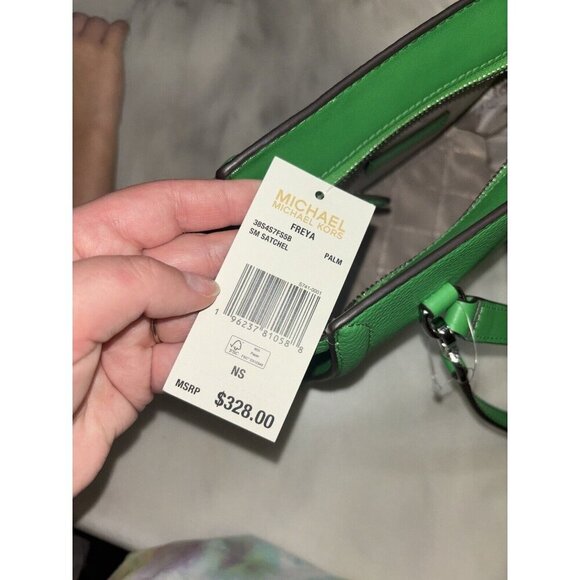 NWT Michael Kors Freya Sm Satchel In Palm Green MSRP $328 - Picture 7 of 9